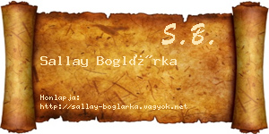 Sallay Boglárka névjegykártya